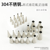 不锈钢圆孔裱花嘴圆口奶油描线马卡龙动物圆嘴形泡芙溶豆写字嘴