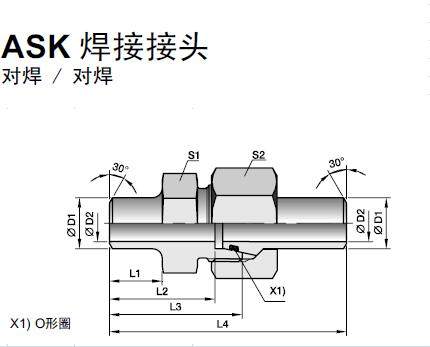 派克parker焊接接头ask ska系列液压管接头ermetoeo-2卡套式接头