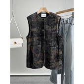 VK秋季 马甲叠穿马夹女N4770 文艺百搭直筒100%棉圆领无袖 新款 时尚