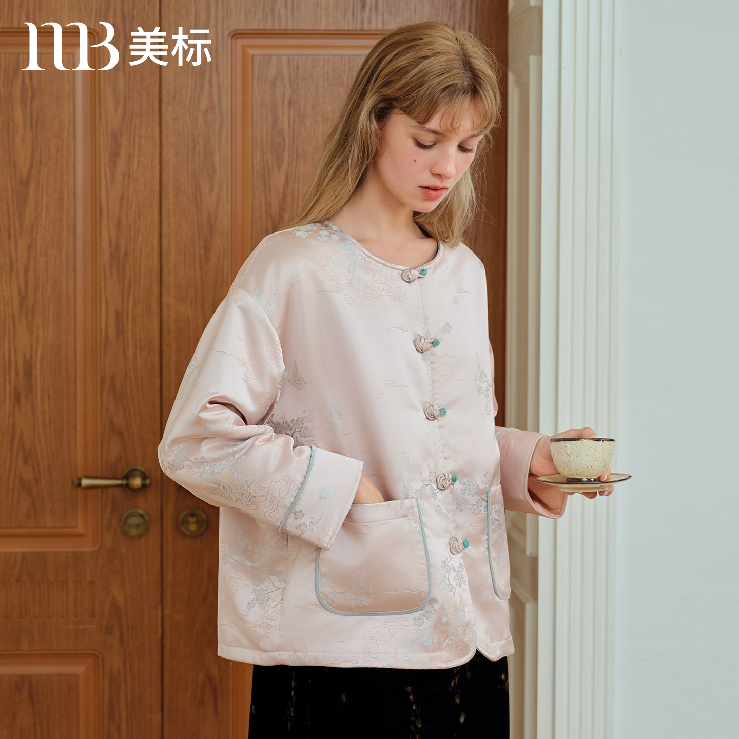 美标真丝国风保暖提花外套外套