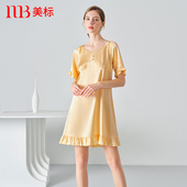 美标真丝短袖 蕾丝可外穿家居服睡衣 睡裙女夏100%桑蚕丝丝绸宽松版