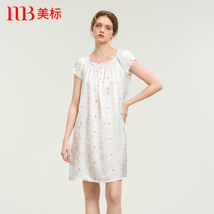 家居服 美标睡衣女夏天19姆米重磅桑蚕丝丝绸真丝印花睡裙性感薄款