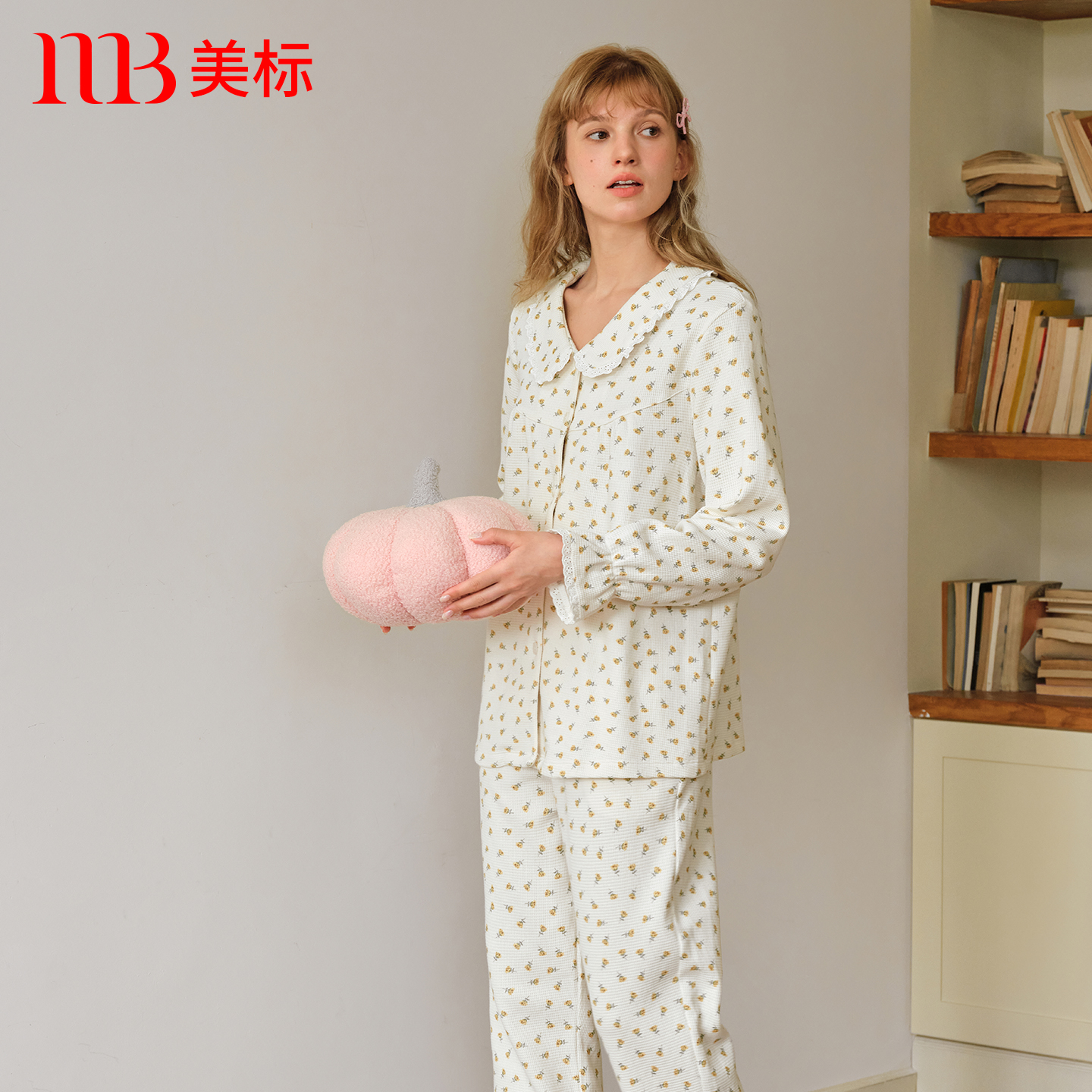 美标华夫格纯棉长袖睡衣