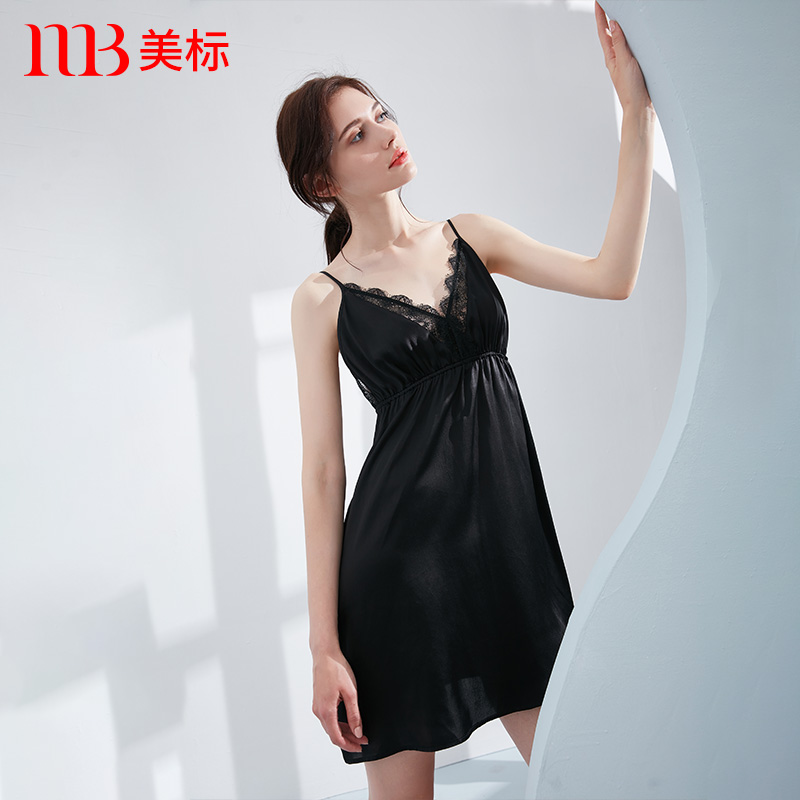 美标真丝小黑裙吊带裙桑蚕丝