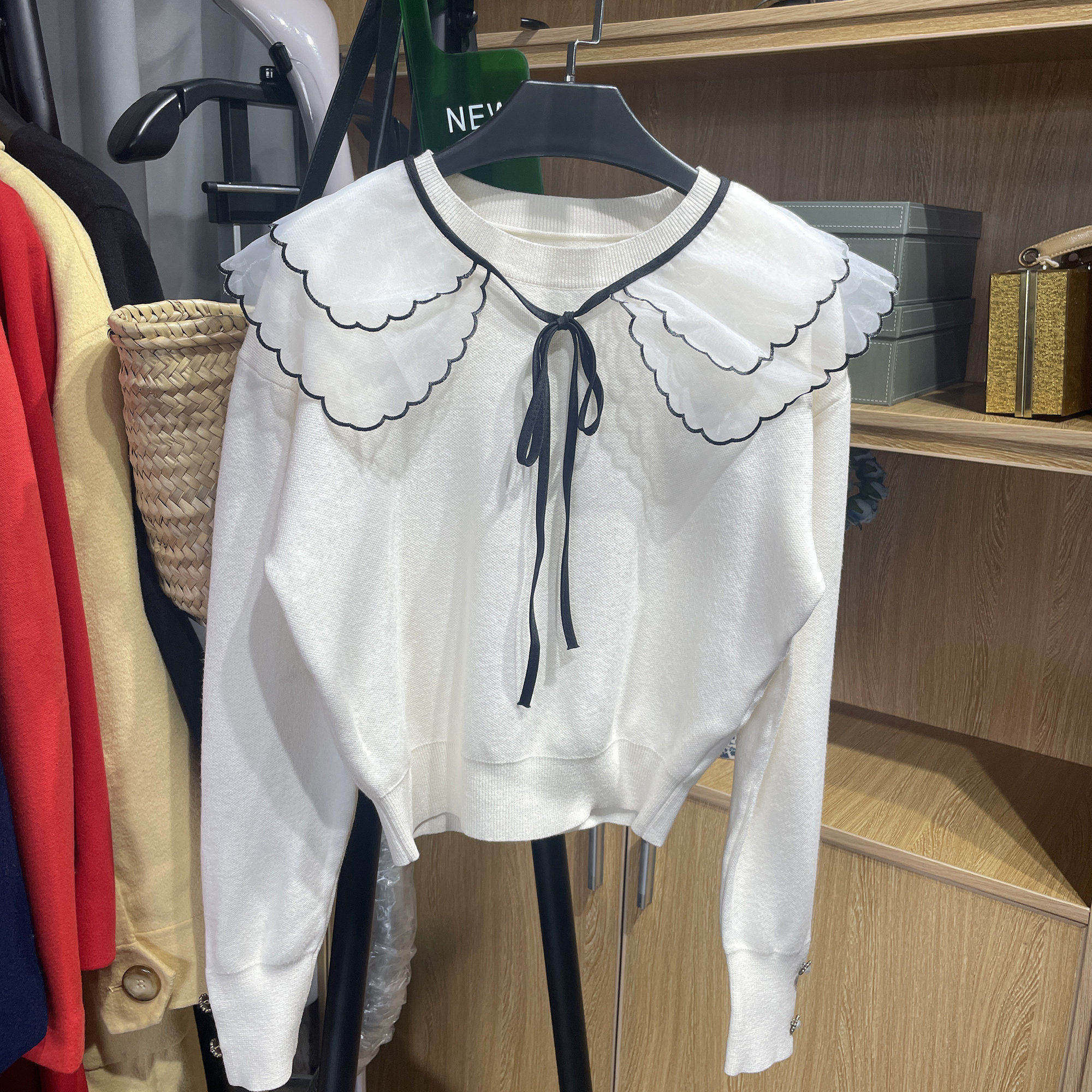[五]兰米特卖女冬装可拆娃娃领针织衫女宽松小众套头衫长袖
