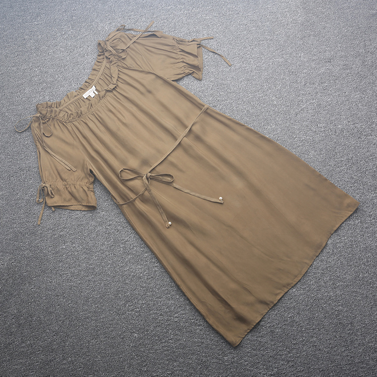 [芊]兰米特卖夏正品短袖气质纯色收腰宽松大码连衣裙18212197427