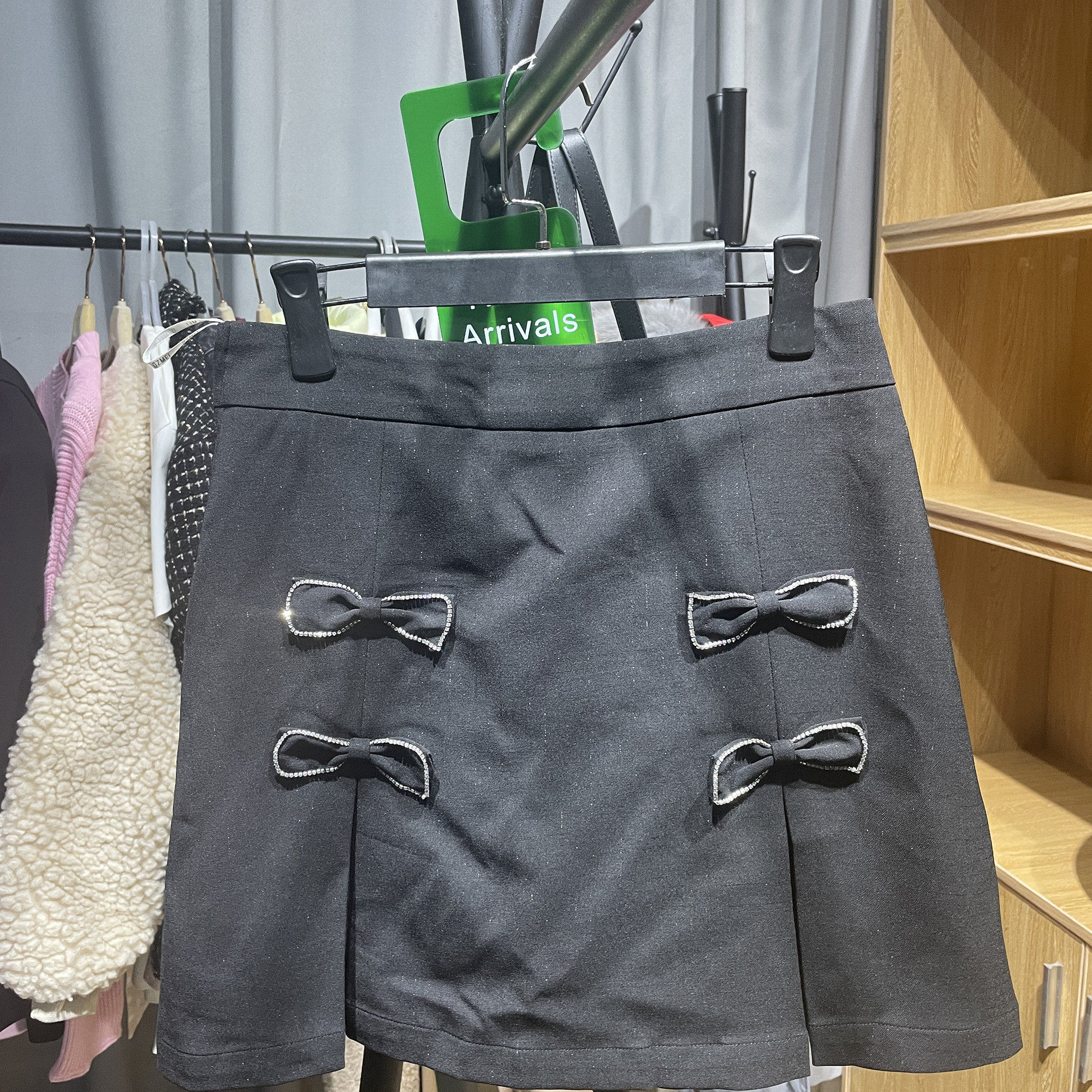 新[芊]兰米春秋新款女装蝴蝶结设计感开叉半身裙胖mm显瘦短裙