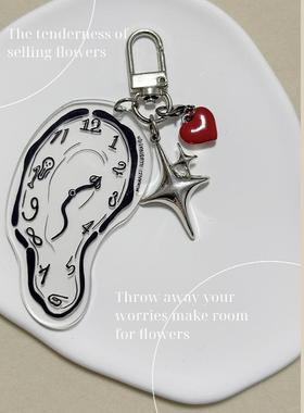 流体时钟亚克力文创挂件钥匙扣十字星爱心网红包包挂件随单包邮