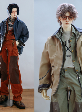 暂定接CrossChurch||BJD娃衣拼皮巴恩风抽绳夹克68尺寸75春节