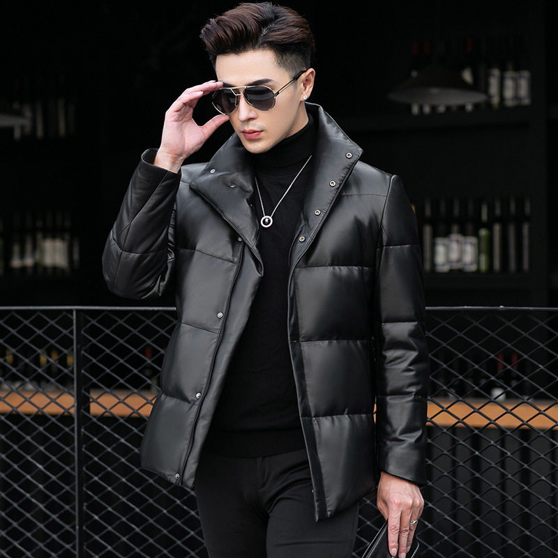 海宁真皮羽绒服男软皮皮衣中长款冬季新款加厚绵羊皮夹克潮流