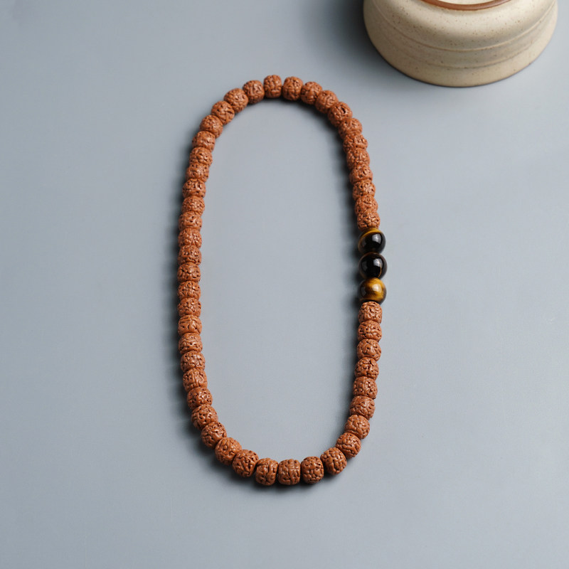 小金刚菩提子手串男女佛珠手持链盘玩龙纹尼泊尔虎眼石文玩配饰