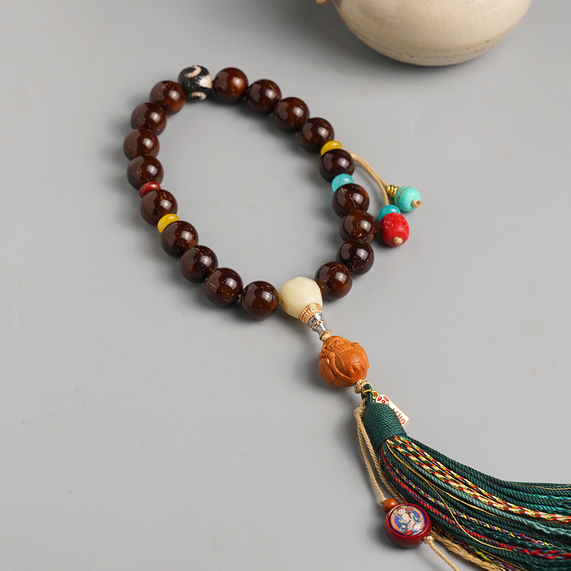 天然紫金鼠手串原籽实心十八子