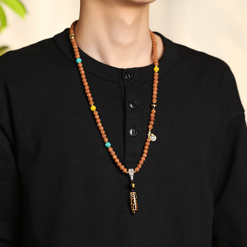 草凤眼菩提子手串原籽配饰九眼西藏式天珠本命生肖守护文玩项链