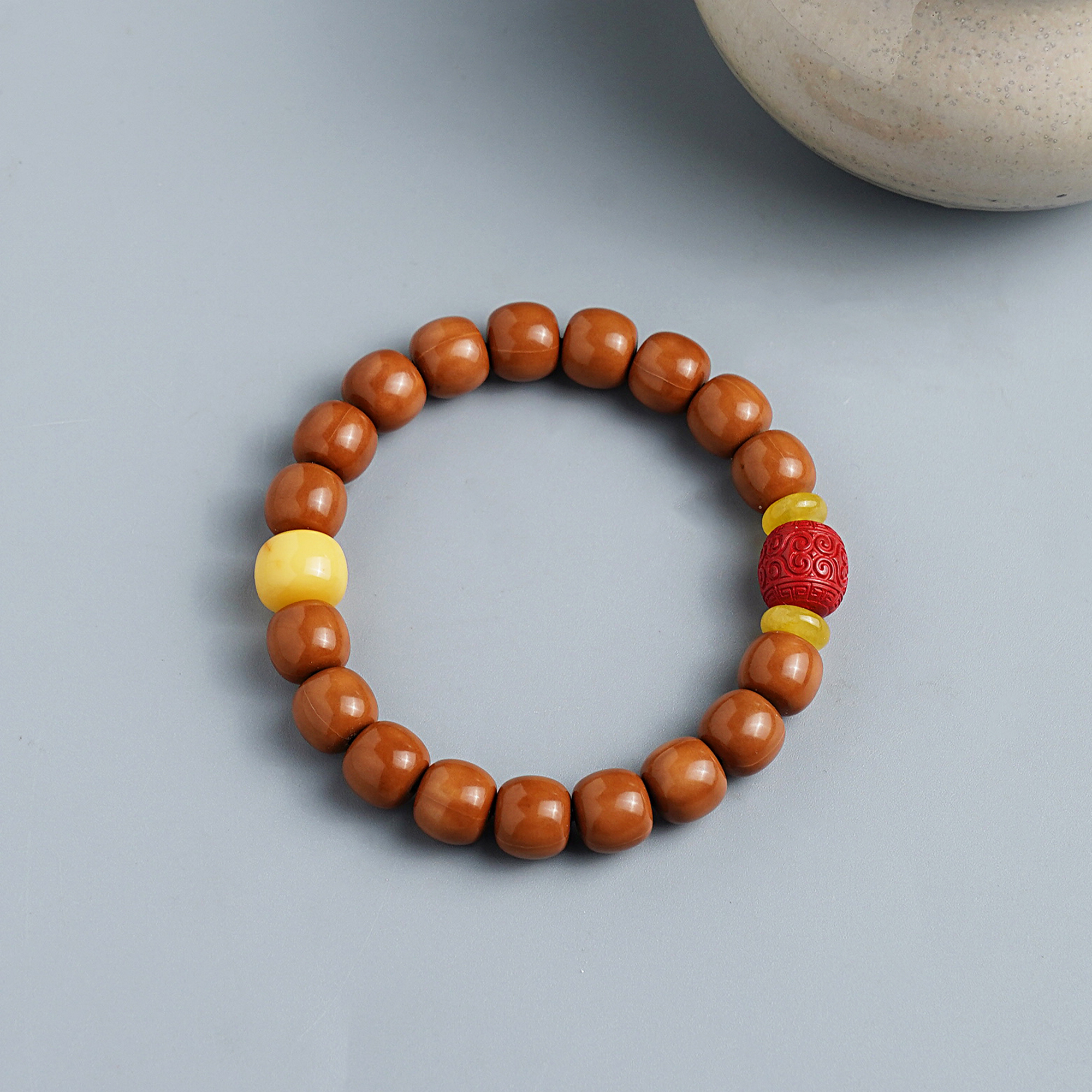 高端老型猴头手串单圈光珠野生核桃佛珠文玩天然蜜蜡男女配饰手链