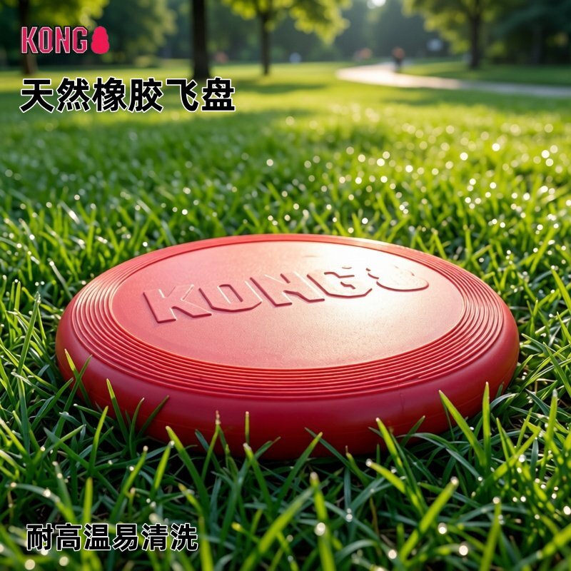 KONG狗狗飞盘耐咬训狗专用小型犬飞碟玩具宠物户外边牧天然橡胶