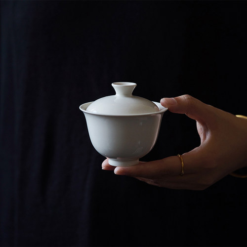 元无岩韵手工盖碗陶瓷不烫手盖碗