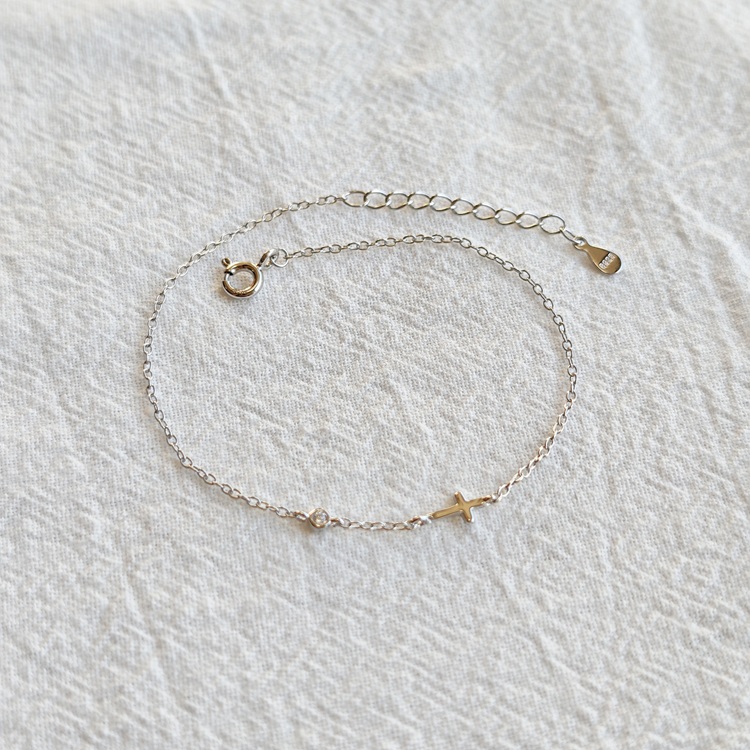 通勤简约风925纯银十字架手链女精致小众时尚气质设计链条式手链