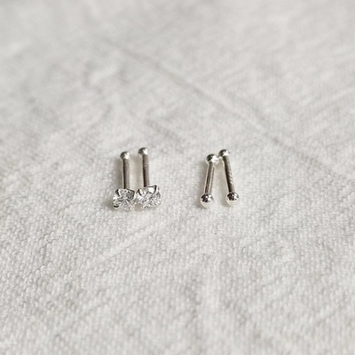 超小迷你小钻光珠925纯银耳钉养耳棒女免耳堵简约小巧气质耳饰品