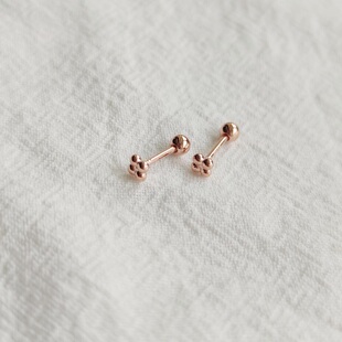 迷你简约光珠925纯银包金拧螺丝耳钉女男时尚冷淡风气质耳环耳饰