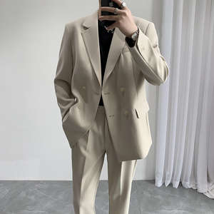港风四扣休闲西服 垂感面料 男士西装二件套 宽松版  XZ603/P230图片