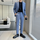 男士百搭多色时尚干净单扣修身西装二件套西服LJT605/P230，男装西服套装，电商A428