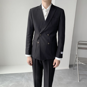 四个颜色 双排扣两件套 弹力面料西服套装 修身西服 XZ013/P230图片