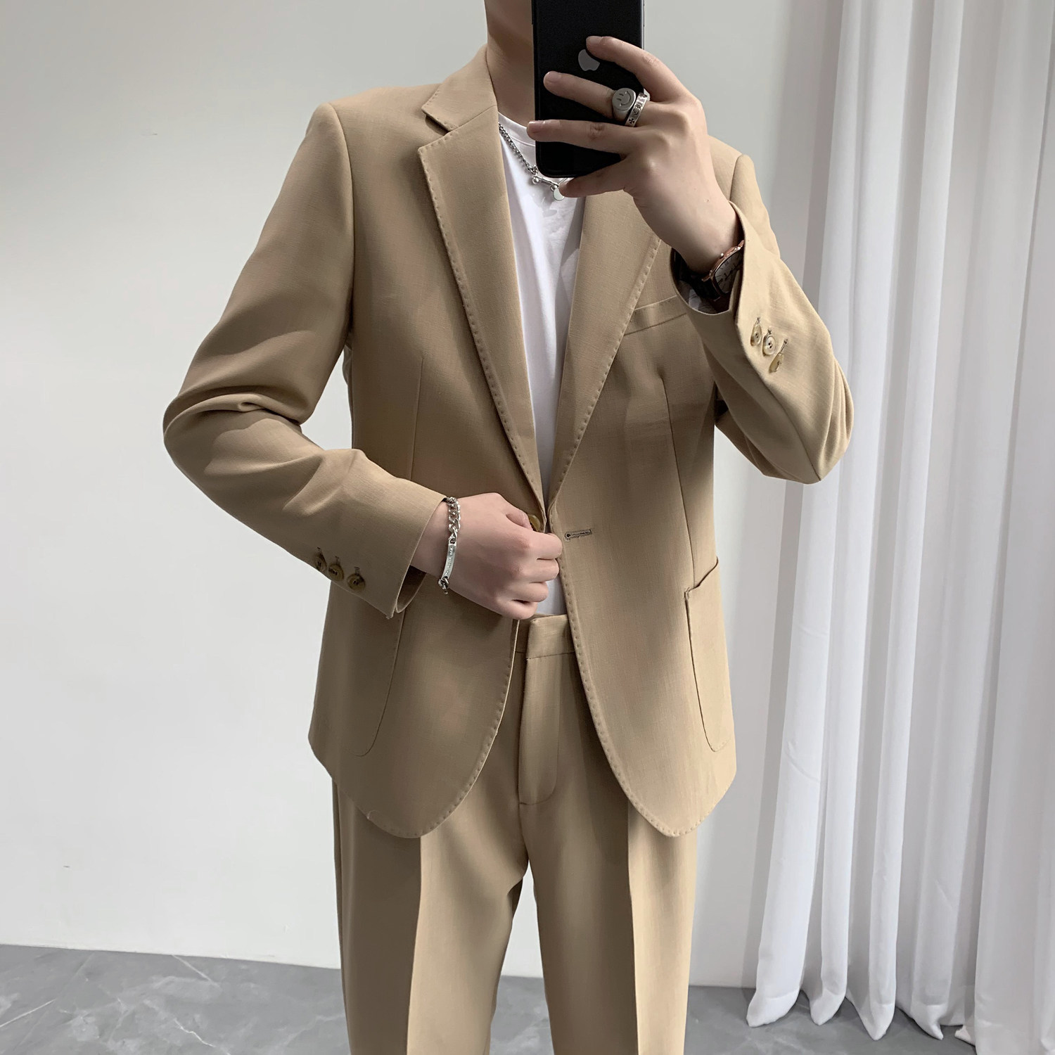 港风百搭时尚凉爽单扣西装裤子宽松腰围有弹力XZ606/P230,男装西服套装,电商A428