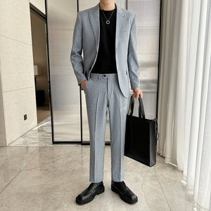年轻清爽简洁弹力面料修身百搭 两扣西服套装   LJT143/P230图片