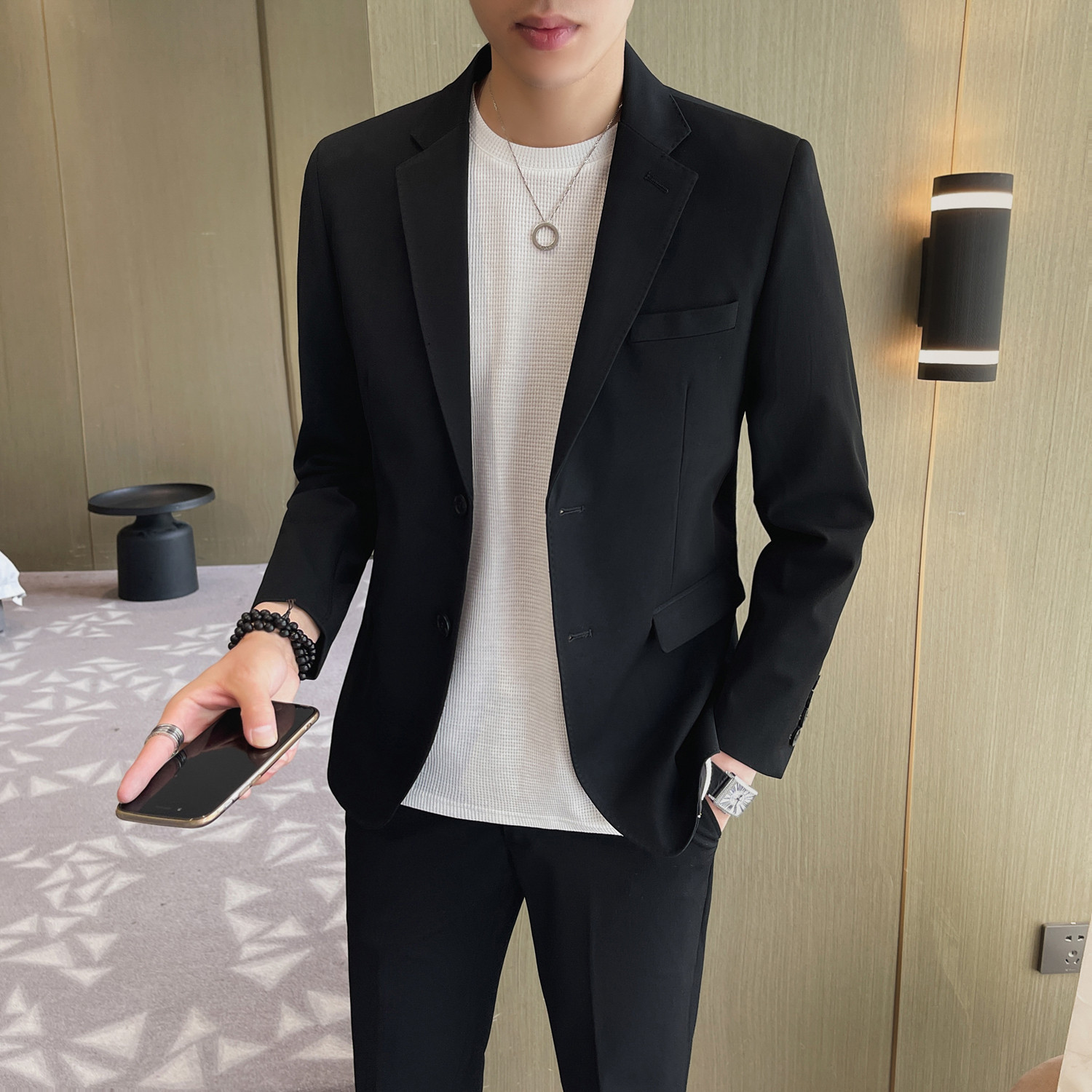 轻熟风韩版时尚修身弹力面料男士西装职业西服套装SJT006/P270,男装西服套装,电商A428
