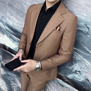 男士雙扣西服套裝 兩色彈力面料西服 新郎西服套裝 2320/P240圖片