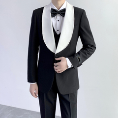 奢华婚礼升级款 男士珍珠串珠领子礼服套装 晚宴套装 XZ802/P330
