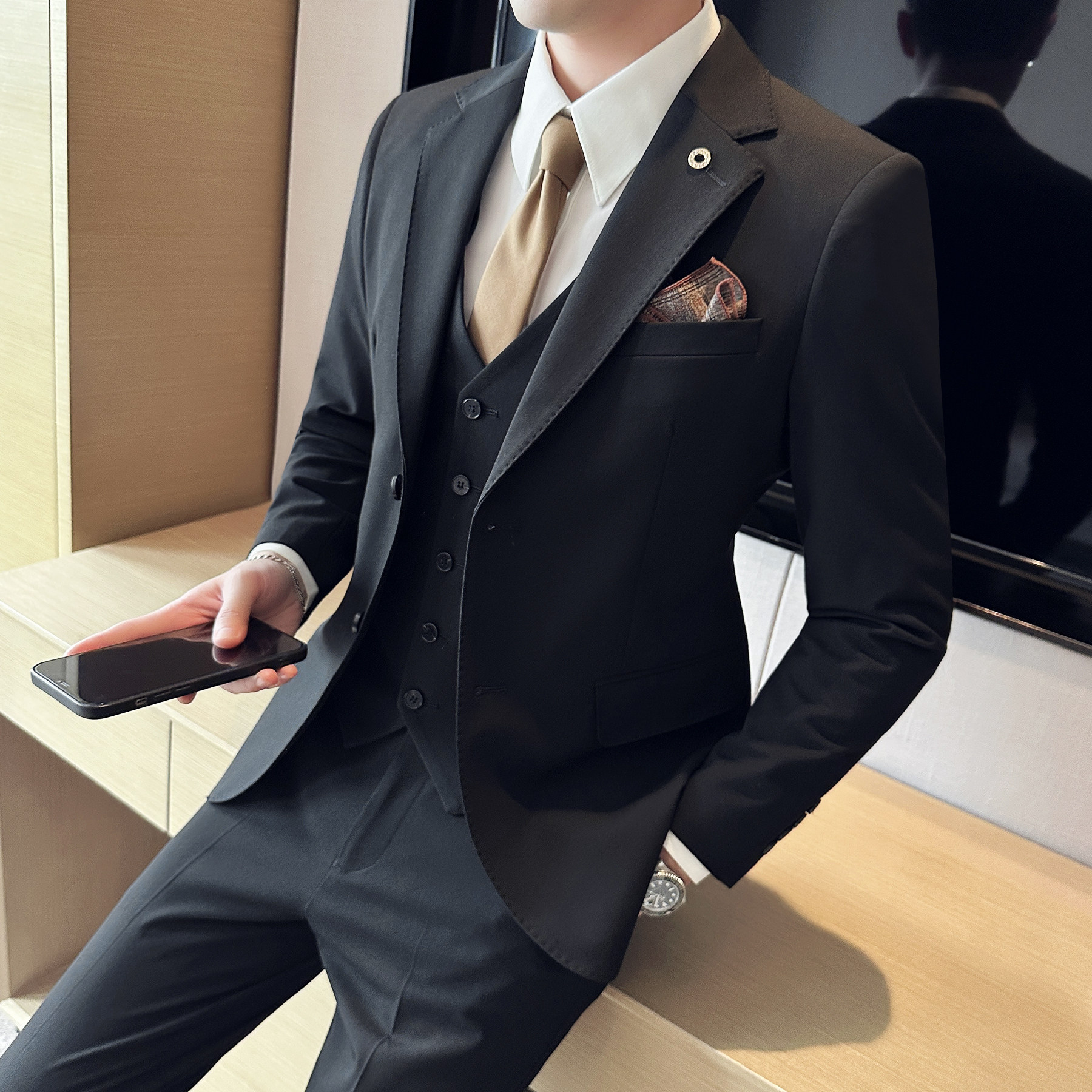 经典百搭款 职业西服套装   新郎伴郎 结婚西服套装 sjt052/P260图片
