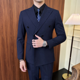 藏青条纹双排扣GD002