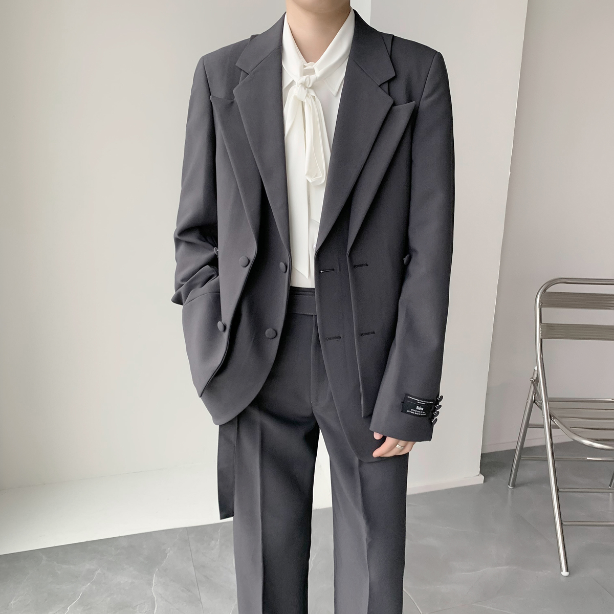 街头时尚双叠设计宽松西装时尚西服套装XZ831/P280，男装西服套装，电商A428