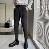 百搭纯色面料男士直筒修身挺刮立体裁剪西裤九分裤XK001/P85，男装西裤，电商A428