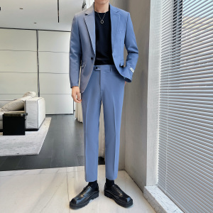 男士百搭多色 时尚干净单扣修身西装 二件套西服 LJT605/P230图片