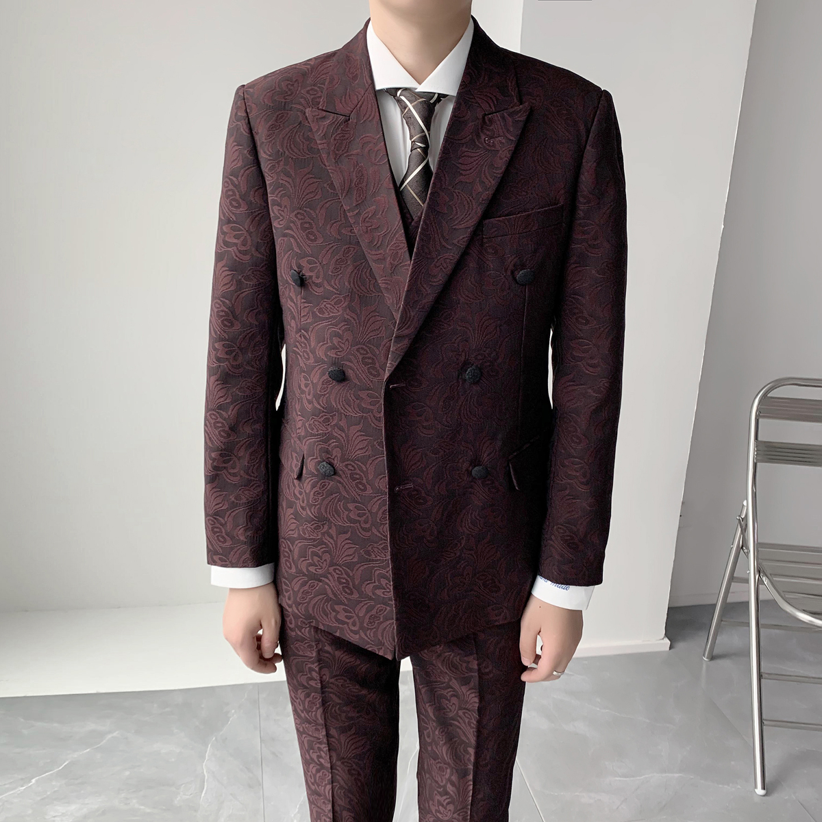 男士婚宴双排扣经典绅士礼服修身套装西服套装XZ142/P310，男装西服套装，电商A428