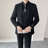 绅士挺括顺滑面料男士珠边单扣黑色西服纯色西装套装XZ825/P310，男装西服套装，电商A428