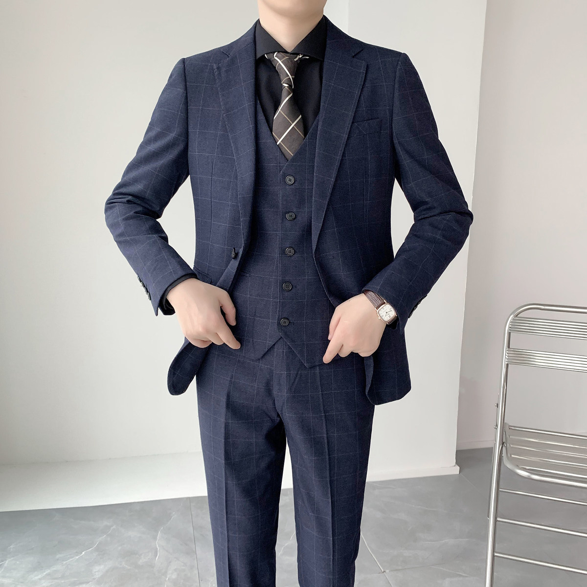 绅士经典暗格 挺括顺滑修身男士西服套装 XZ827/P280图片
