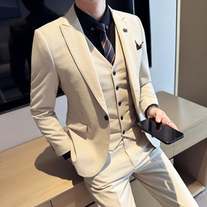 修身双扣西服套装  两色弹力西服  职业套装 新郎套装 J77/P285图片