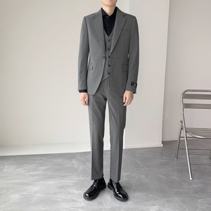高品质男士单扣绅士灰西服 修身弹力面料套装 上班服 XZ824/P280图片