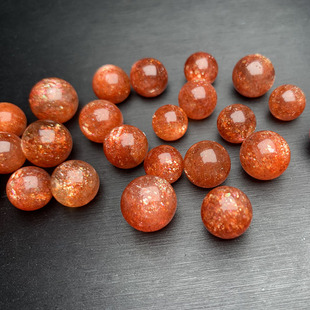 天然7A金太阳散珠金草莓单珠女士水晶多宝手链项链橘色日光石配饰