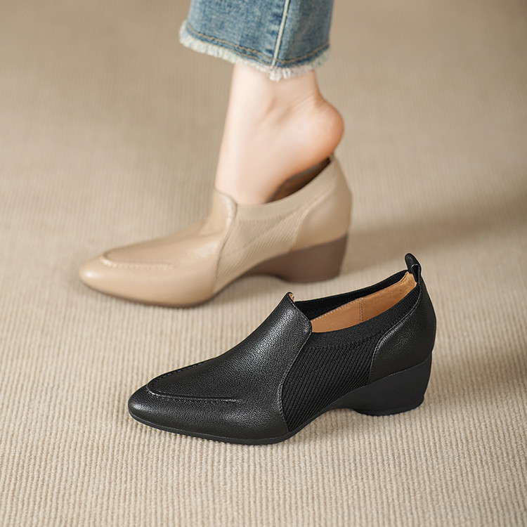 巨舒服法式复古羊皮优雅中古低跟粗跟低跟鞋民国旗袍鞋真皮单鞋女
