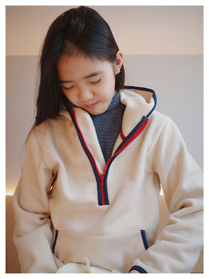 WAAH冬季男女摇粒绒户外连帽卫衣