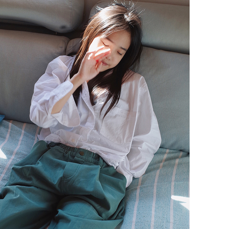 WAAH全棉休闲春秋冬翻领女神衬衫