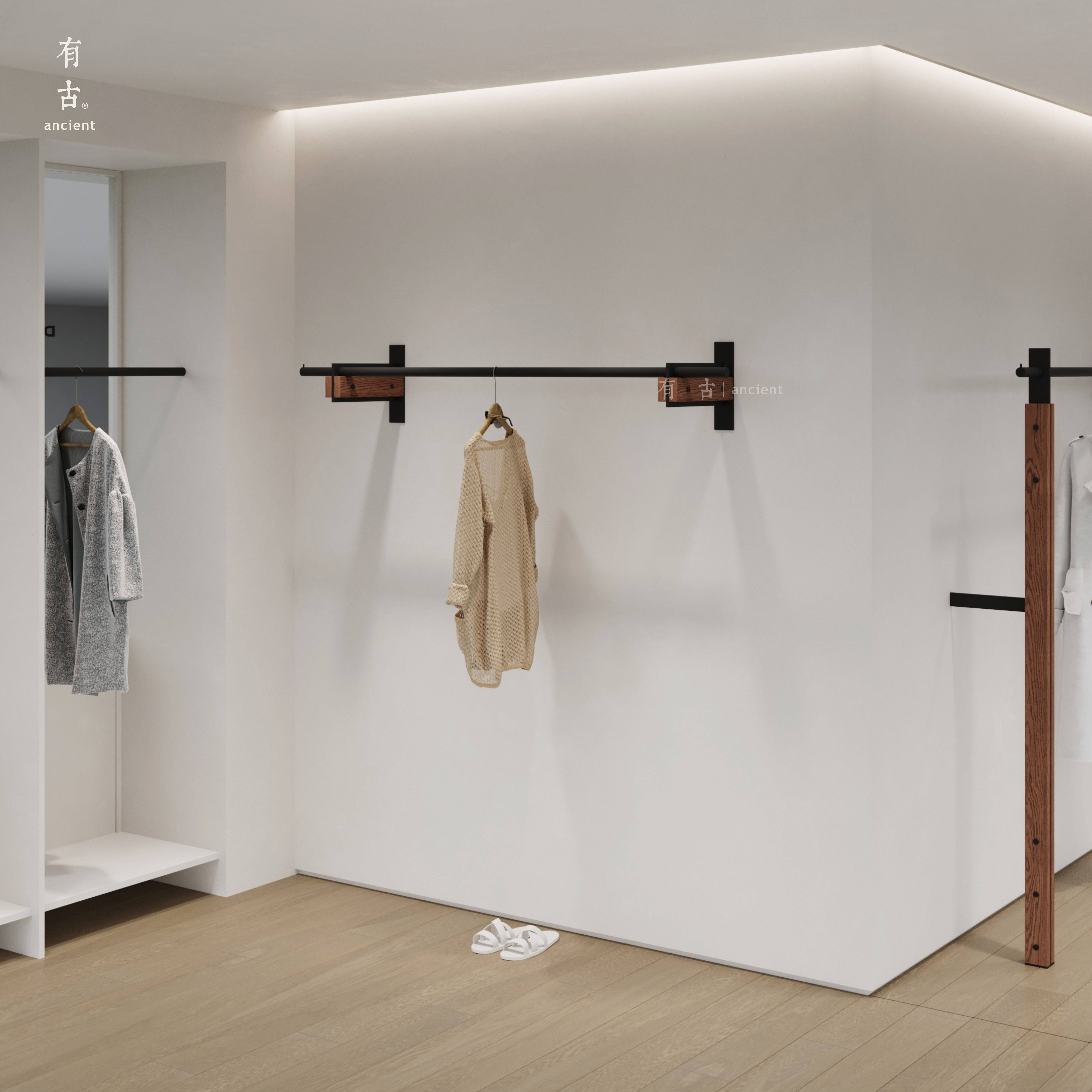 服装店上墙展示架壁挂式货架简约铁艺挂衣架女装店悬挂陈列架定制