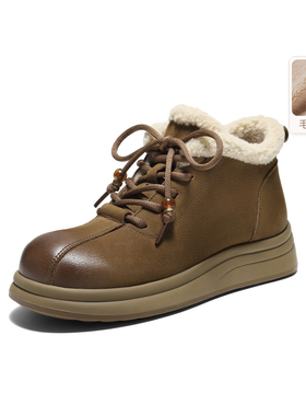 百丽美拉德马丁靴系带女靴2025冬新款牛皮厚底短靴E5D2  E5D2DDD5