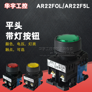 正品 11E3G AR22F5L 日本富士平头带灯按钮AR22FOL