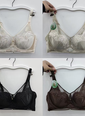 超薄无磁芒果杯蕾丝网纱女内衣B杯软钢圈大胸显小性感文胸罩9521
