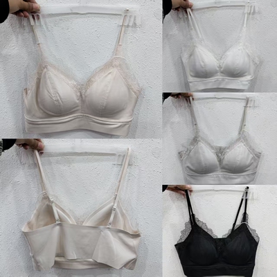 法式三角杯无痕蕾丝杯面美背裹胸